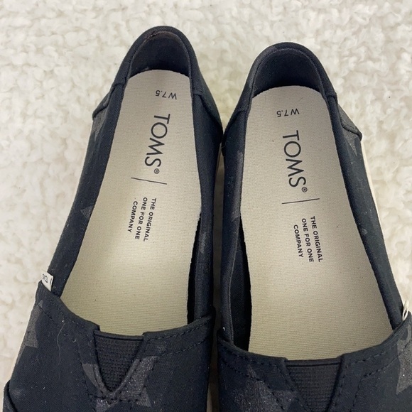 TOMS Alpargata Black Glitter Star Slip On Shoes - Picture 5 of 10